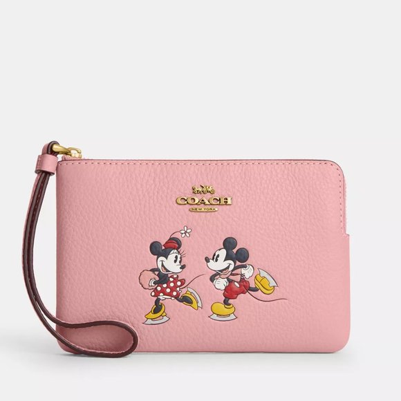 🐭 Disney X Coach Corner Zip Wristlet With Ice Skate friends Motif - Picture 3 of 11